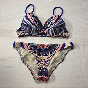 Body Glove Blue and Pink Geometric Bikini